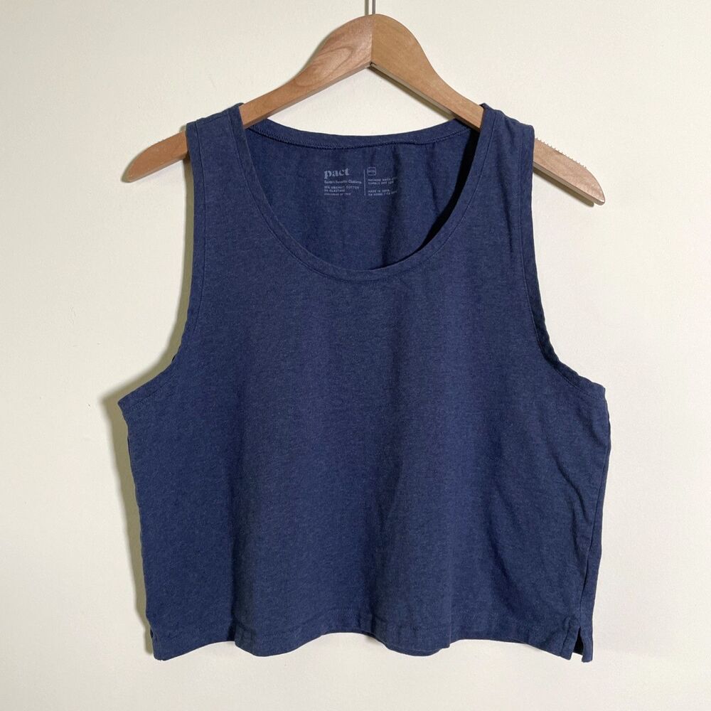 PACT Women’s Organic Cotton Navy Blue Crop Tank Top Size XXXL Minimalist Casual